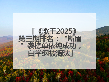《歌手2025》第三期排名：“断眉”袭榜单依纯成功，白举纲被淘汰