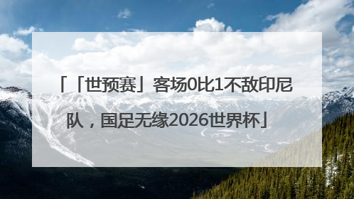 「世预赛」客场0比1不敌印尼队，国足无缘2026世界杯