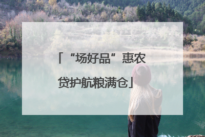 “场好品”惠农贷护航粮满仓