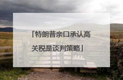 特朗普亲口承认高关税是谈判策略