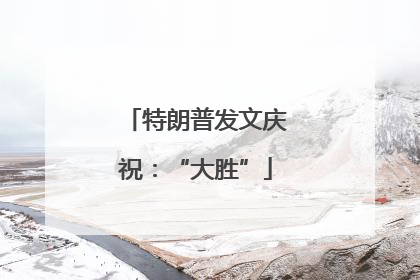 特朗普发文庆祝：“大胜”