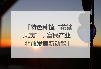 特色种植“花繁果茂”，富民产业释放发展新动能