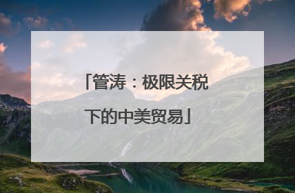 管涛：极限关税下的中美贸易