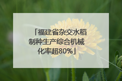 福建省杂交水稻制种生产综合机械化率超80%