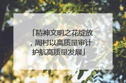 精神文明之花绽放，周村以高质量审计护航高质量发展
