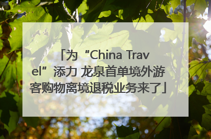 为“China Travel”添力 龙泉首单境外游客购物离境退税业务来了
