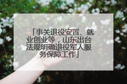 事关退役安置、就业创业等，山东出台法规明确退役军人服务保障工作