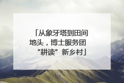 从象牙塔到田间地头，博士服务团“耕读”新乡村