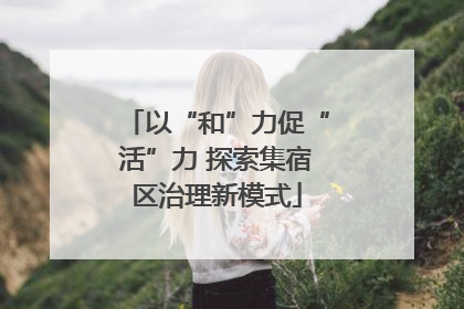 以“和”力促“活”力 探索集宿区治理新模式