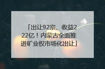 出让92宗、收益222亿！内蒙古全面推进矿业权市场化出让