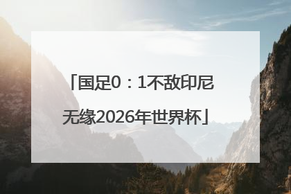 国足0：1不敌印尼 无缘2026年世界杯