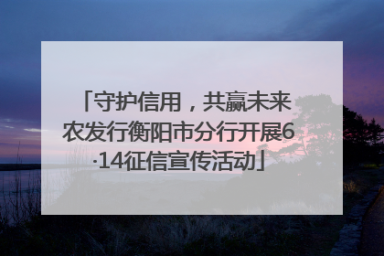 守护信用，共赢未来 农发行衡阳市分行开展6·14征信宣传活动