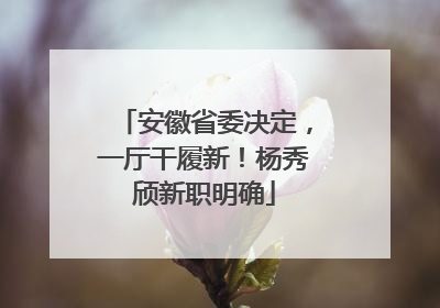 安徽省委决定，一厅干履新！杨秀颀新职明确