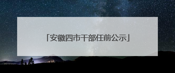 安徽四市干部任前公示