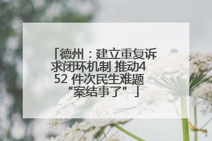 德州：建立重复诉求闭环机制 推动452 件次民生难题 “案结事了”