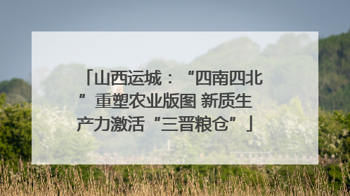 山西运城：“四南四北”重塑农业版图 新质生产力激活“三晋粮仓”