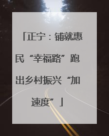 正宁：铺就惠民“幸福路”跑出乡村振兴“加速度”