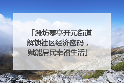 潍坊寒亭开元街道解锁社区经济密码，赋能居民幸福生活