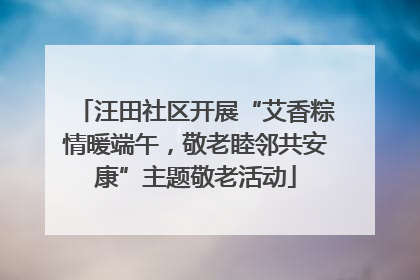 汪田社区开展“艾香粽情暖端午，敬老睦邻共安康”主题敬老活动