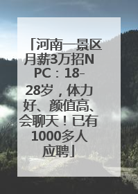 河南一景区月薪3万招NPC：18-28岁，体力好、颜值高、会聊天！已有1000多人应聘