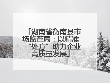 湖南省衡南县市场监管局：以精准“处方”助力企业高质量发展