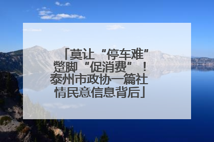 莫让“停车难”蹩脚“促消费”！泰州市政协一篇社情民意信息背后