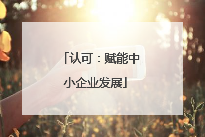 认可：赋能中小企业发展
