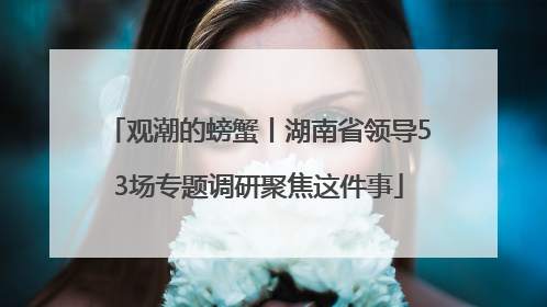 观潮的螃蟹丨湖南省领导53场专题调研聚焦这件事