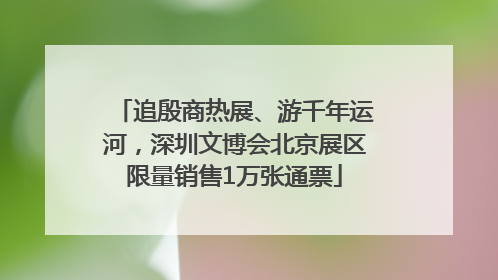 追殷商热展、游千年运河，深圳文博会北京展区限量销售1万张通票
