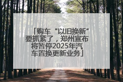 购车“以旧换新”要抓紧了，郑州宣布将暂停2025年汽车置换更新业务