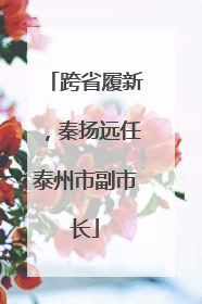 跨省履新，秦扬远任泰州市副市长