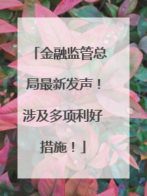 金融监管总局最新发声！涉及多项利好措施！