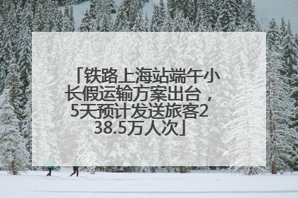 铁路上海站端午小长假运输方案出台，5天预计发送旅客238.5万人次