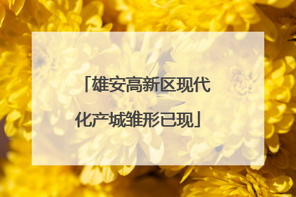雄安高新区现代化产城雏形已现