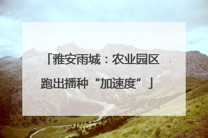 雅安雨城：农业园区跑出播种“加速度”