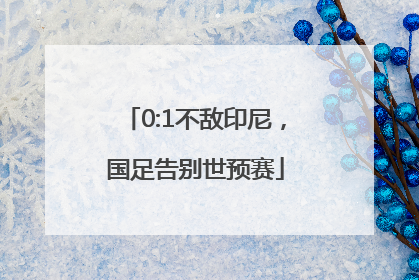 0:1不敌印尼，国足告别世预赛