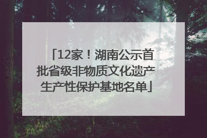 12家！湖南公示首批省级非物质文化遗产生产性保护基地名单