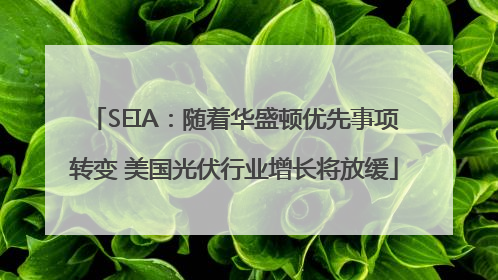 SEIA：随着华盛顿优先事项转变 美国光伏行业增长将放缓